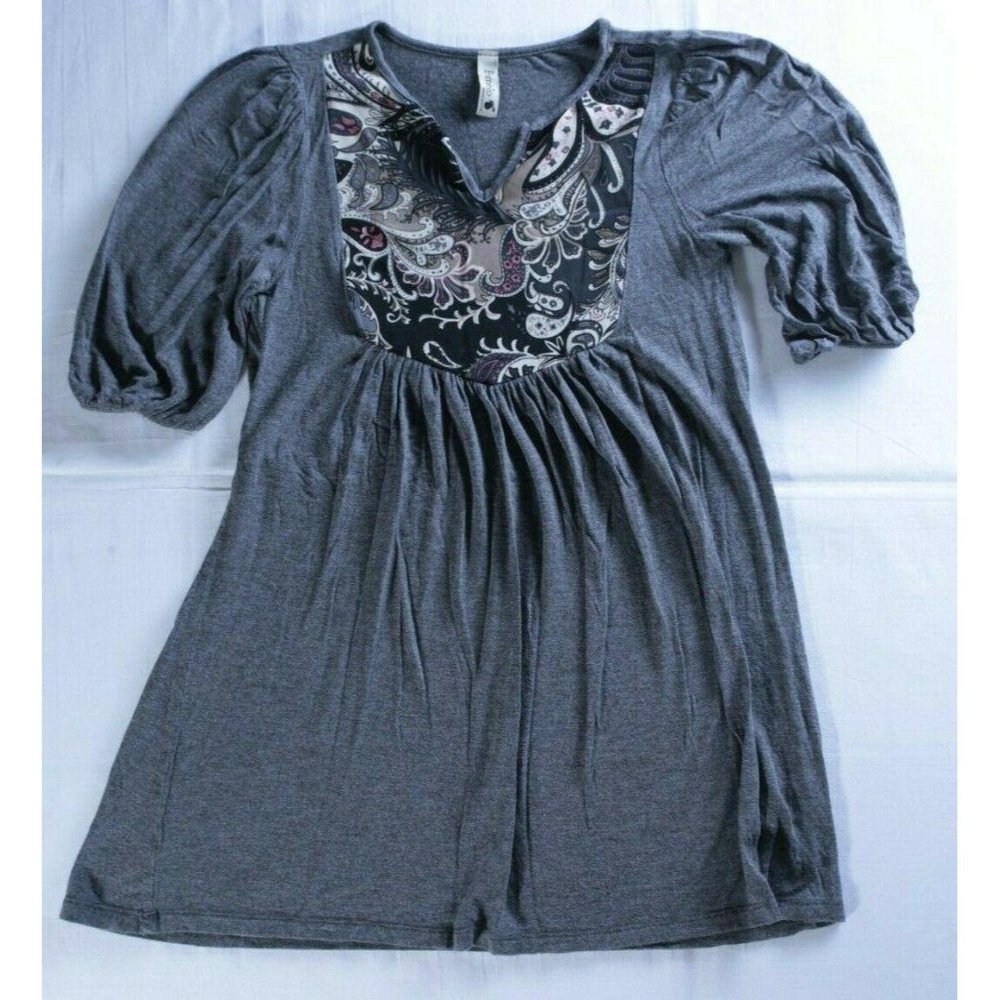 Pomelo girls sz 8 paisley top swing gray